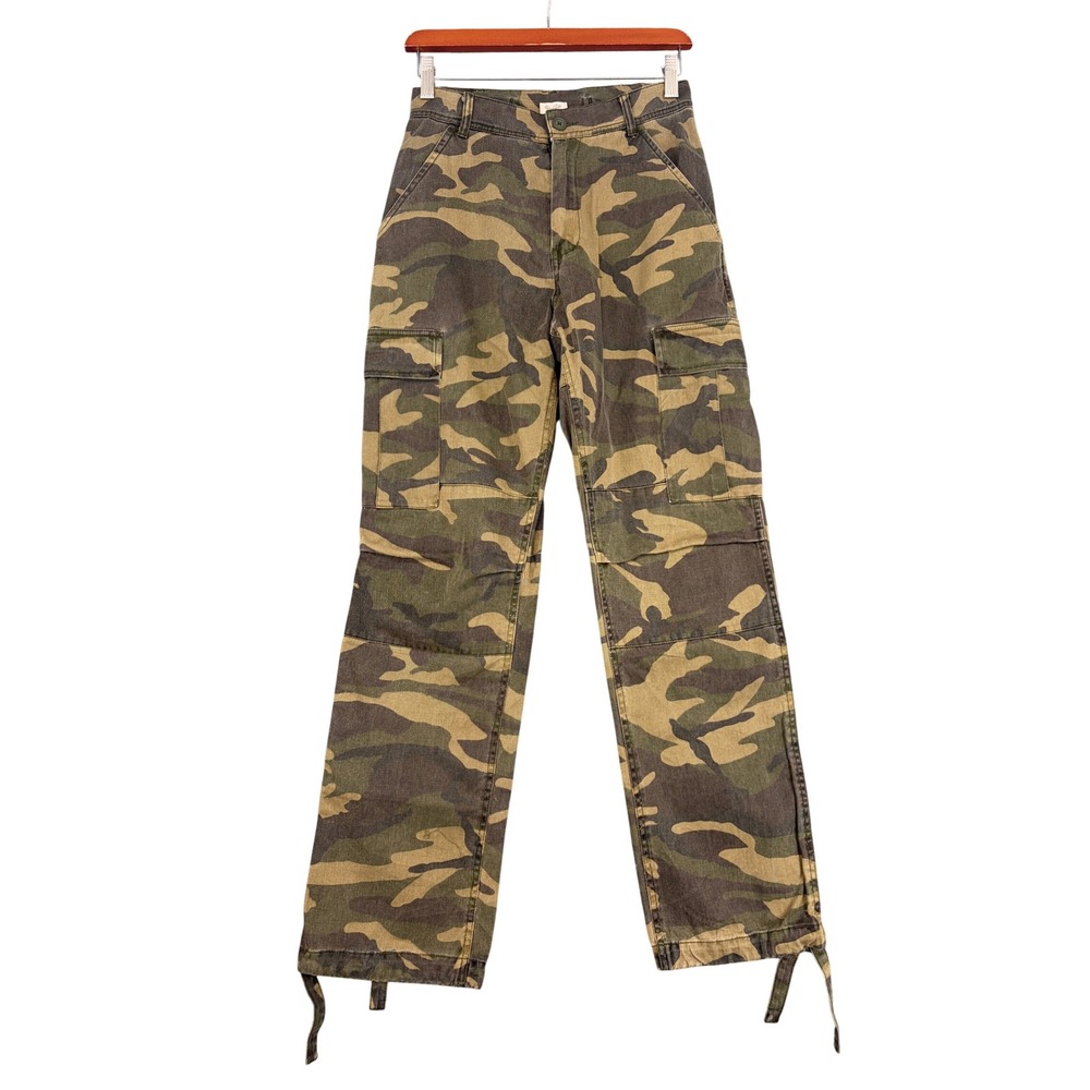 Brandy Melville Cargo Pants Womens Small Army Camo Cargo Tie Cuff John Galt OS S